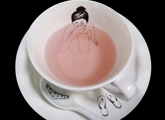 Naked girls tea set